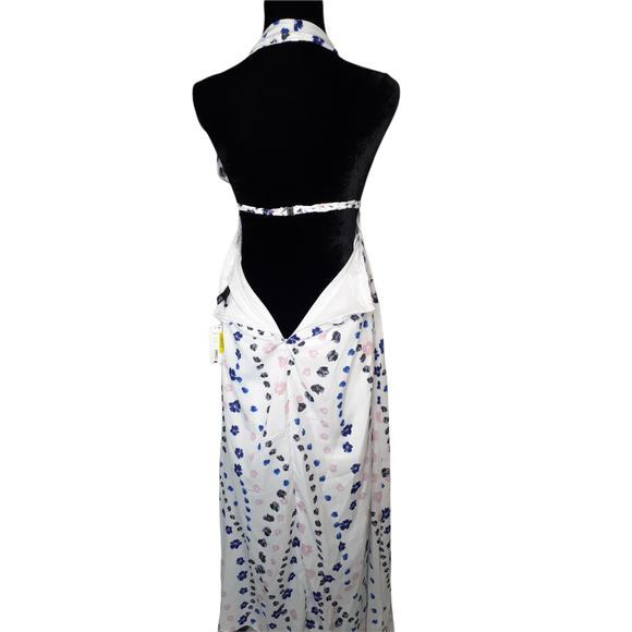 NEW AQUA Long Maxi Dress Boho Floral Cottagecore Coquette Halter Small Backless - Picture 7 of 11
